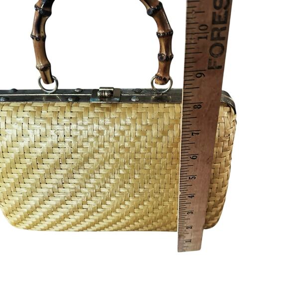 Vintage Rich’s Wicker Handbag Bamboo Top Handle Italian Woven Rattan Purse - Picture 12 of 15